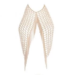 THE LUMi SHOP Pearl Tassel Chain Halter Top