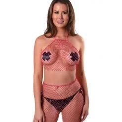 THE LUMi SHOP Crystal Fishnet Set - Pink Sequin Sets