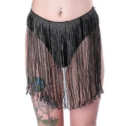 THE LUMI SHOP Sequin Sets Black Rhinestone Bikini Tassel Set