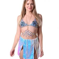 THE LUMI SHOP Blue Sequin Body Chain Top SPRING 2022