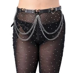 THE LUMI SHOP Black Heart Vegan Leather Chain Belt