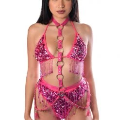 THE LUMI SHOP Rose Pink Cross Body Harness HARNESSES & CHAINS