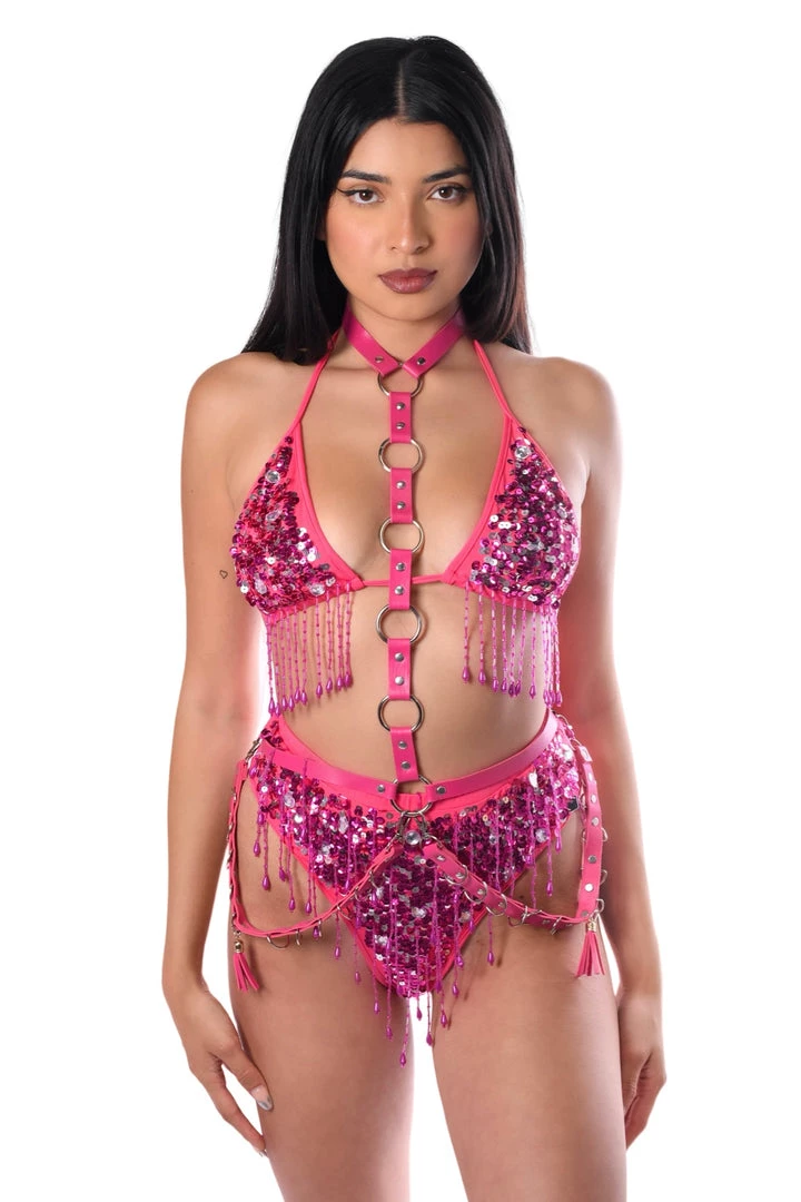THE LUMI SHOP Rose Pink Cross Body Harness HARNESSES & CHAINS 3 THE LUMI SHOP Rose Pink Cross Body Harness HARNESSES & CHAINS