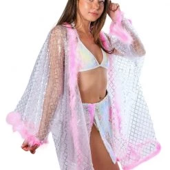 THE LUMI SHOP Fuzzy Sequin Kimono- Ice Cream Signature Sequin Kimonos
