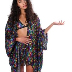 Lumishopusa Signature Sequin Kimonos Disco Sequin Kimono - Rainbow Pride