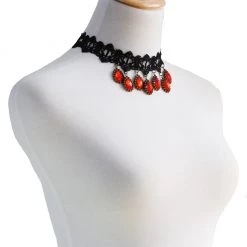 THE LUMi SHOP Red Teardrop Chocker Necklace