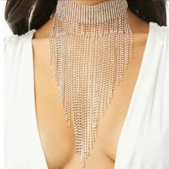 THE LUMi SHOP Rhinestone Crystal Tassel Necklace