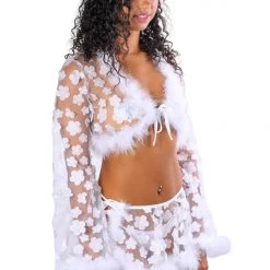 THE LUMI SHOP FUZZY 3D SETS White Fuzzy 3D Floral Set