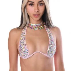 THE LUMI SHOP Baby Pink Sequin Carnival Bra Top SUMMER 2022