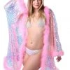 THE LUMI SHOP Fuzzy Sequin Kimono- Bubblegum