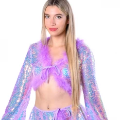 THE LUMI SHOP Lilac Fuzzy 3D Sequin Top FUZZY 3D SETS