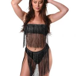 THE LUMI SHOP Rhinestone Tassel Set- Black Disco