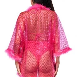 THE LUMI SHOP Fuzzy Sequin Kimono- Rose Pink Signature Sequin Kimonos
