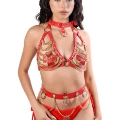 THE LUMI SHOP Red/Gold Harness Chain Set