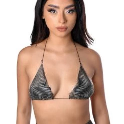 THE LUMI SHOP Black Sapphire Rhinestone Top