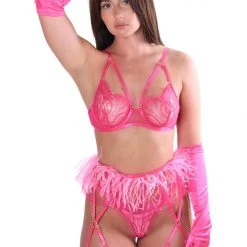 THE LUMI SHOP Barbie Pink Lingerie Lace Set (3 Pcs)