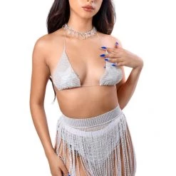 THE LUMI SHOP Tops White Rhinestone Top