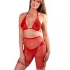 THE LUMi SHOP Crystal Fishnet Biker Set - Red