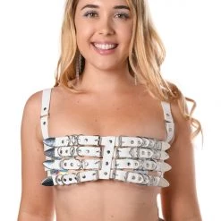 THE LUMI SHOP Tops Burner White Vegan Leather Harness Top