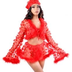 THE LUMI SHOP SUMMER 2022 Cherry Blossom Fuzzy 3D Floral Set (Top+Skirt)