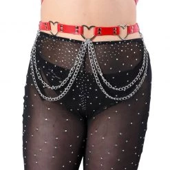 THE LUMI SHOP Red Heart Vegan Leather Chain Belt