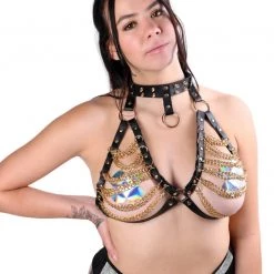 THE LUMi SHOP Burning Man Vegan Leather Chain Harness Top Tops 12 THE LUMi SHOP Burning Man Vegan Leather Chain Harness Top Tops