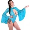 THE LUMI SHOP SPRING 2022 Bell Sleeve Bodysuit- Turquoise Lace