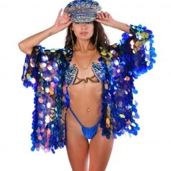 THE LUMi SHOP Disco Sequin Kimono- Peacock