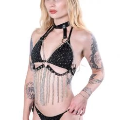 THE LUMI SHOP Tops Black Harness Chain Top