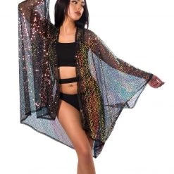 THE LUMI SHOP Sequin Kimono- Disco Black