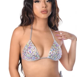 THE LUMI SHOP Hand Stitched Sequin Top- Silver Disco