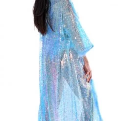 THE LUMI SHOP Fuzzy Long Sequin Kimono- Baby Blue SUMMER 2022