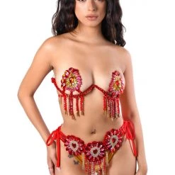 THE LUMI SHOP Red Magnolia Carnival Bra Top