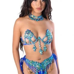 THE LUMI SHOP Turquoise Gem Carnival Set (Top+Bottom+Belt+Choker)