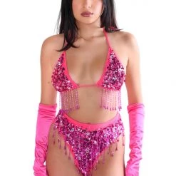 THE LUMI SHOP SUMMER 2022 Hand Stitched Sequin Set- Rose Pink