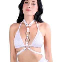 THE LUMi SHOP White Cross Body Harness Top