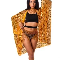 THE LUMI SHOP Sequin Kimono- Amber Gold
