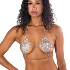 THE LUMI SHOP Gold Rhinestone Statement Top