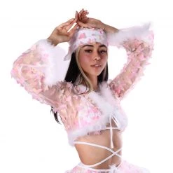 THE LUMI SHOP Pink Butterfly Fuzzy 3D Top