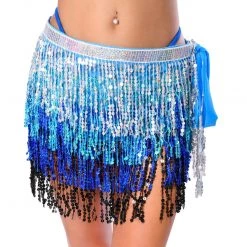 THE LUMI SHOP Holographic Sequin Skirt- Ice Blue