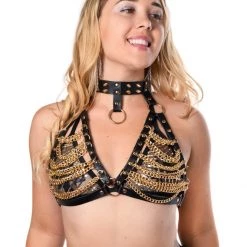 THE LUMi SHOP Burning Man Vegan Leather Chain Harness Top Tops 11 THE LUMi SHOP Burning Man Vegan Leather Chain Harness Top Tops