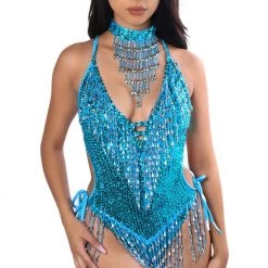 THE LUMI SHOP SUMMER 2022 Hand Stitched Bodysuit- Aqua