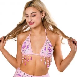 THE LUMi SHOP Hand Stitched Sequin Top- Pink Butterfly Dream HAND-STITCHED