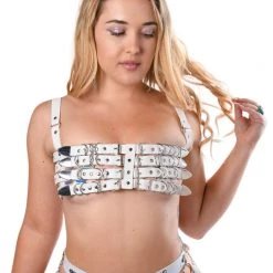 THE LUMI SHOP Tops Burner White Vegan Leather Harness Top