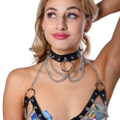 THE LUMI SHOP Black Vegan Leather Spikes Choker Midnight (Black)