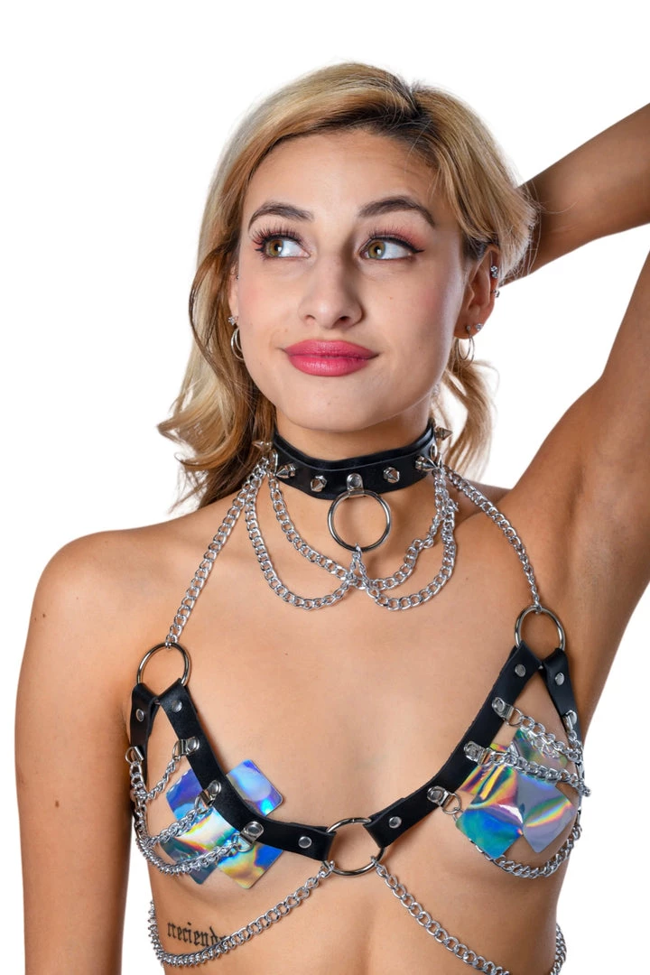 THE LUMI SHOP Black Vegan Leather Spikes Choker Midnight (Black) 3 THE LUMI SHOP Black Vegan Leather Spikes Choker Midnight (Black)