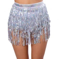 THE LUMi SHOP Sequin Skirts Holographic Sequin Skirt-Silver