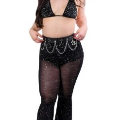 THE LUMI SHOP Black Rhinestone Top & Pants Set