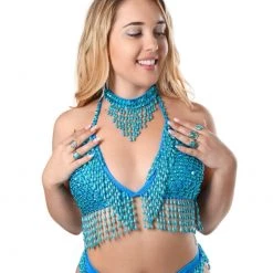 THE LUMi SHOP Hand Stitched Sequin Bra Top- Pixie Blue HAND-STITCHED 10 THE LUMi SHOP Hand Stitched Sequin Bra Top- Pixie Blue HAND-STITCHED