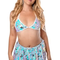 THE LUMi SHOP Sparkle Galaxy Sequin Set (Bra + Skirt) - Iridescent Sequin Sets